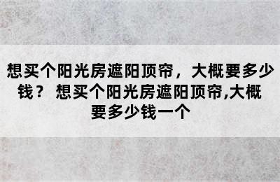 想买个阳光房遮阳顶帘，大概要多少钱？ 想买个阳光房遮阳顶帘,大概要多少钱一个